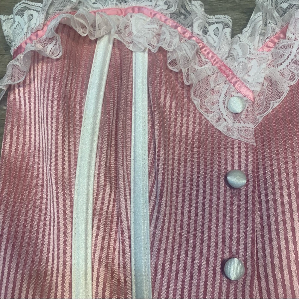 Shirley of Hollywood Striped Satin Lace Boned Corset Coquette Candy - Picture 6 of 12